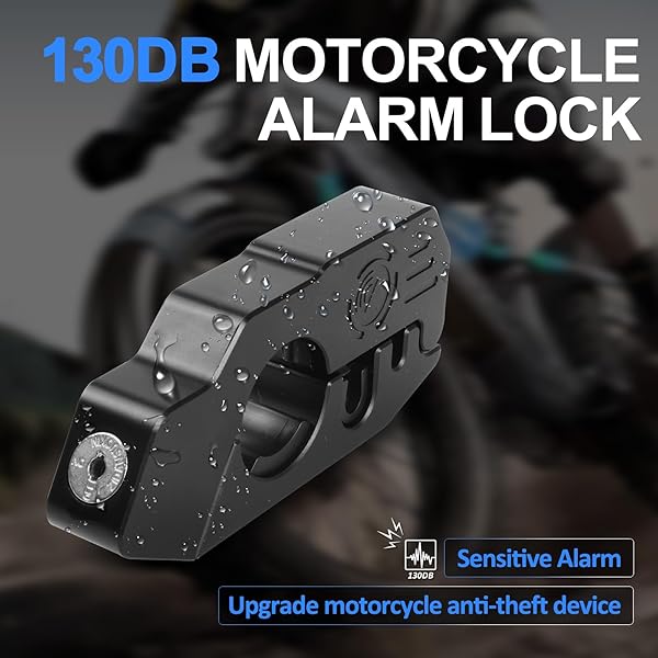 OPSOOPI Motorcycle Locks Anti Theft, Motorcycle Grip Lock 130DB Alarm Heavy Duty Throttle Lock, Waterproof Brake Alarm for Moped, Bike, Scooter, ATV - Image 2
