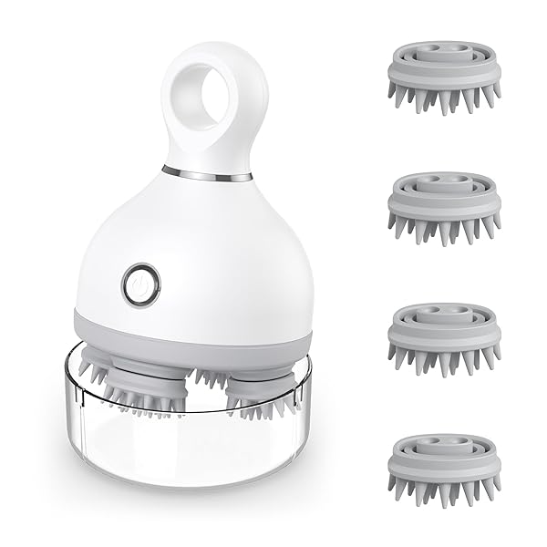 ORIA Pet Massager for Dogs and Cats Handheld Electric Scalp Massager with 4 Heads and 3 Modes for Relaxation and Stress Relief