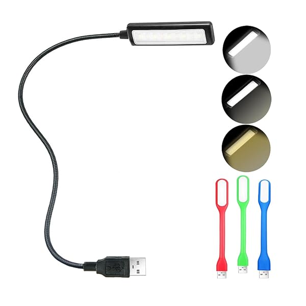 ORIEMARS USB Reading Light: Adjustable Gooseneck Laptop & Keyboard Lamp with 3 Colors & 3 Brightness + 3 Mini LED Lights - Image 2