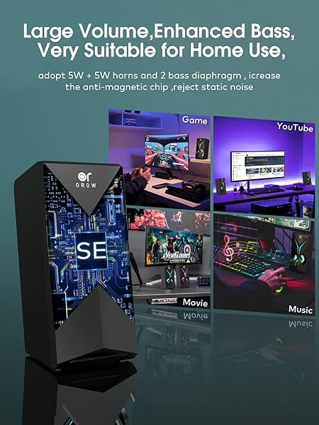 OROW 10W RGB Computer Speakers with LED Lights & Volume Control for Gaming - Compatible with Monitor & Laptop - Image 6