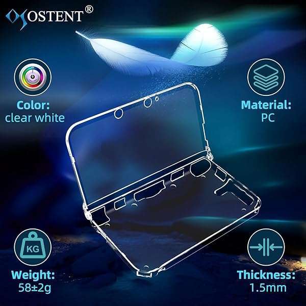 OSTENT Clear Crystal Hard Case for Nintendo 3DS XL LL - Durable Protective Cover in Clear White - Image 3