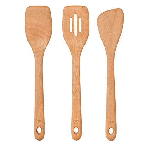 OXO 3 Piece Good Grips Wooden Turner Set - Durable & Versatile Kitchen Utensils for Cooking