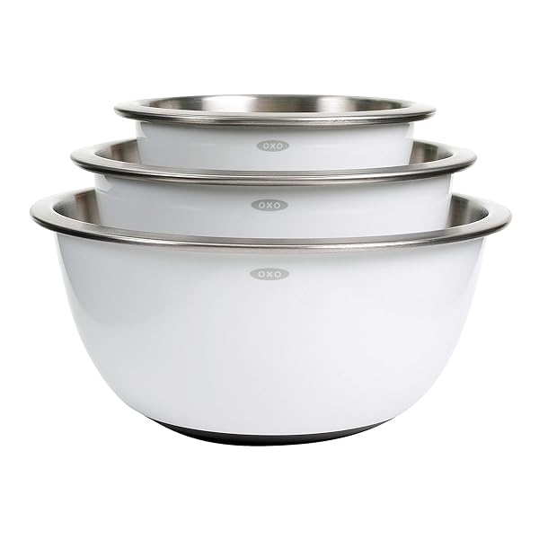 OXO Good Grips 3-Piece Stainless Steel Mixing Bowl Set - Durable & Stylish Kitchen Essential