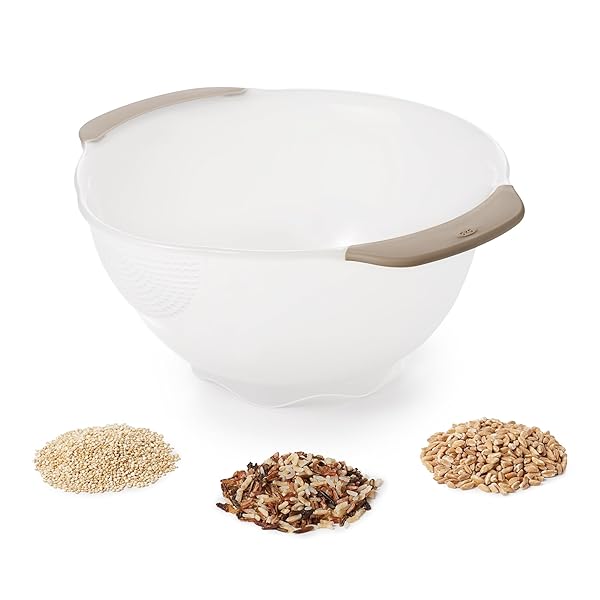 OXO Good Grips Rice & Small Grains Washing Colander - 15.4x23.3x13.9 cm for Easy Rinsing & Straining