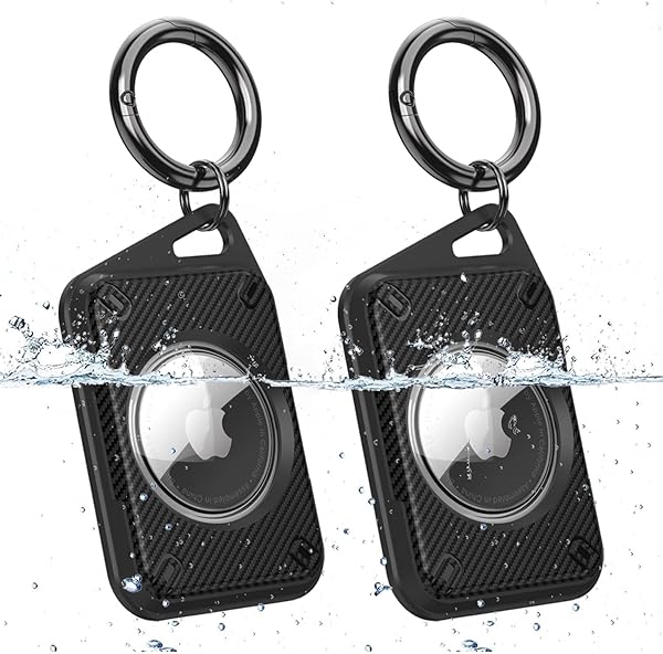 Olytop Waterproof AirTag Holder for Apple Airtag Keychain Case, Water Resistance Shockproof Anti-Scratch TPU and Clear PC Double ProtectionS Case for