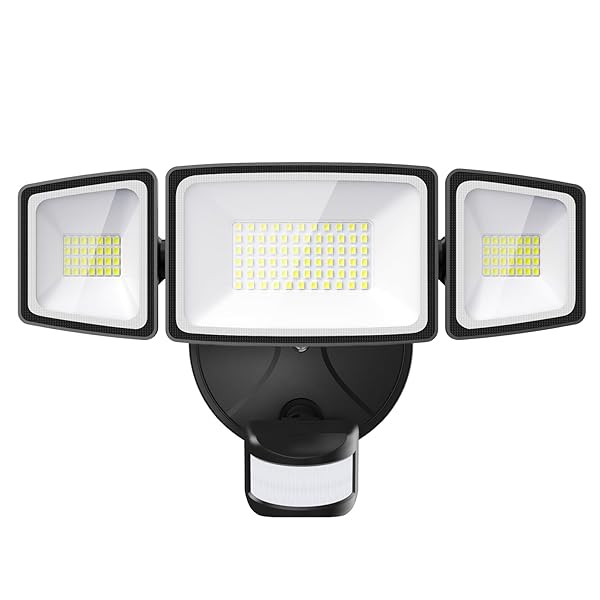 Onforu 65W LED Security Lights: 6500LM Motion Sensor Flood Light for Outdoor Use - IP65 Waterproof & Adjustable 3 Head Design - Image 2