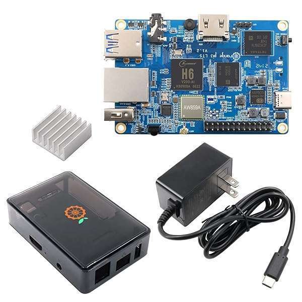 Orange Pi Orange Pi 3 LTS: Quad-Core 64-Bit SBC with 2GB RAM, 8GB eMMC, Android 9.0 & Ubuntu Support - Includes Type-C Power Supply & Case