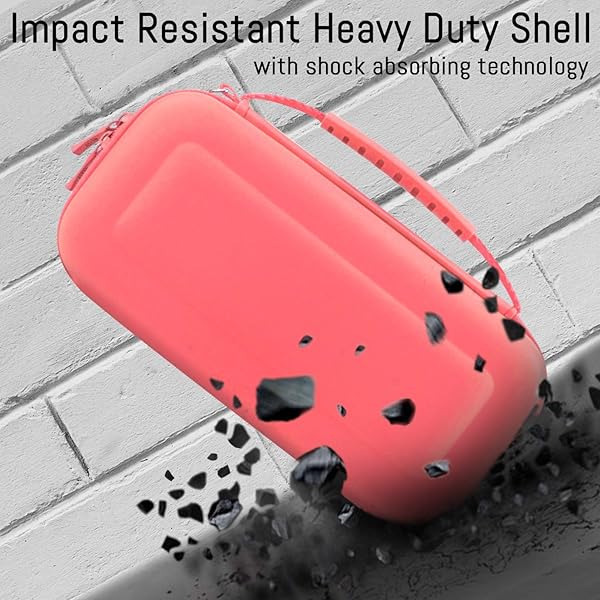 Orzly Carry Case for Nintendo Switch Lite Portable Travel Case with Storage for Games and Accessories Coral - Image 8