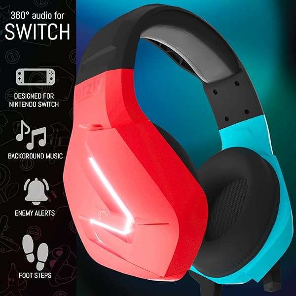 Orzly Hornet RXH-20 Gaming Headset for Nintendo Switch OLED & Lite - Color Match, LED Mic & Remote - Image 4