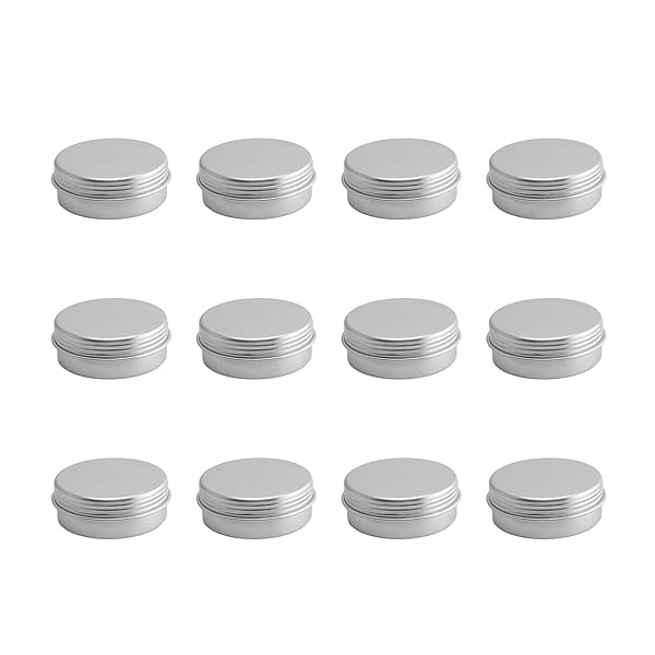 12Pcs 1.7oz Metal Round Tins - Refillable Aluminum Containers for Salve, Spices, Lip Balm & More