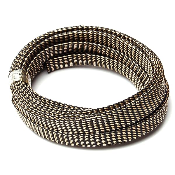 Othmro 16.4ft Expandable Braided Cable Sleeves for TV Audio PC Computer Cords Flexible Wire Mesh Organizer Black Gold