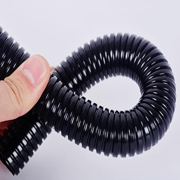 Othmro 6.56Ft Corrugated Tube 0.67 ID Flexible Bellows Pipe for Home Outdoor Automotive Marine Wire Wrap Cover Black - Image 6