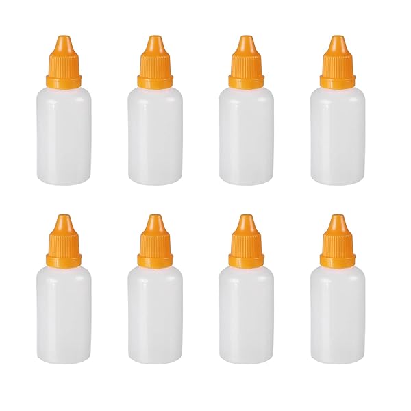 50pcs Othmro 1oz PE Lab Eye Dropper Bottles - 30ml Squeezable with Childproof Yellow Cap for Liquid Storage