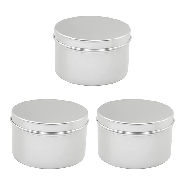 3pcs Othmro 6.8oz Metal Round Tins - Aluminum Containers for Salve, Spices, Lip Balm & More | 80x50mm Silver Cans
