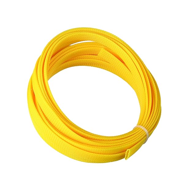 Othmro 5m Yellow PET Expandable Cable Sleeving for TV Audio PC Cords Protection from Pets Chewing Flexible Wire Mesh Sleeve
