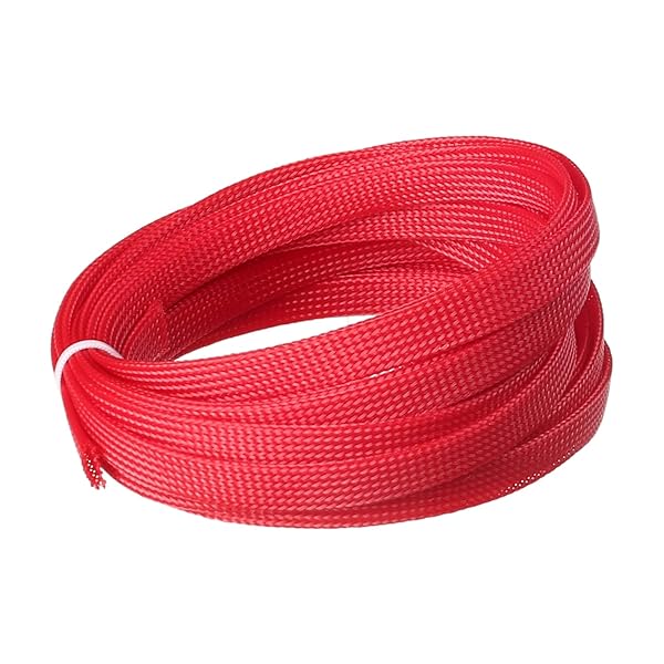 Othmro 5m Red PET Expandable Braid Cable Sleeving Flexible Wire Mesh Sleeve for TV Audio PC Cord Protection from Pets Chewing