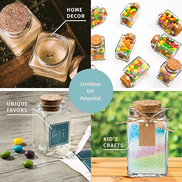 Otis Classic Square Glass Jars Set of 12 - Mini 3.4 oz Jars with Lids for Wedding Favors, DIY Crafts, Spices & Candy - Image 7