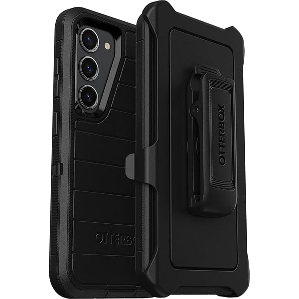OtterBox Galaxy S23 Defender Series Case Black Rugged Durable with Port Protection Holster Clip Kickstand Microbial Defense Non Retail Packaging