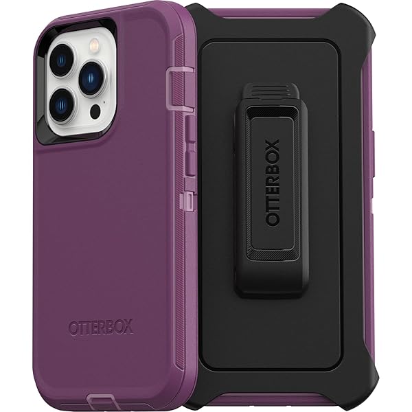 OtterBox iPhone 13 Pro Defender Series Case Happy Purple Rugged Durable with Port Protection and Holster Clip Kickstand