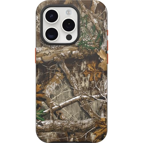 OtterBox iPhone 15 Pro Symmetry Series Case Realtree Edge Orange Camo MagSafe Compatible Ultra Sleek with Raised Edges for Camera and Screen Protection
