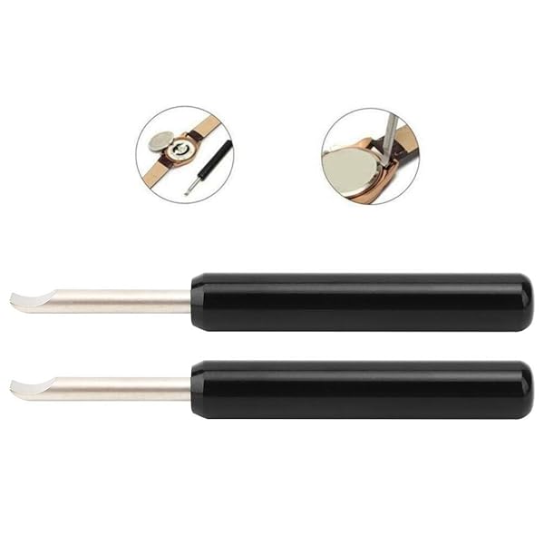 Oumefar Watch Back Remover Tool Set 2Pcs Pry Type Long Handle Case Opener Battery Remover Black Watch Repair Kit - Image 3