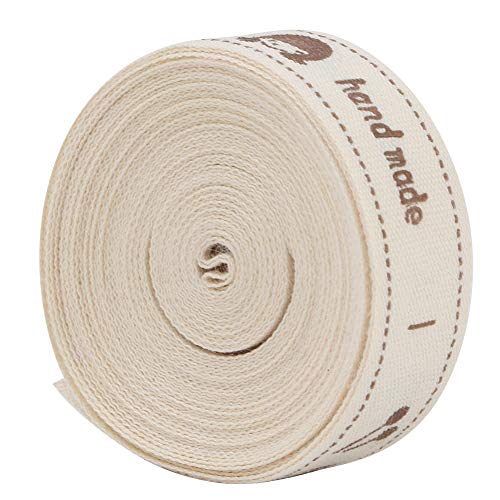 Oumefar Handmade Cotton Ribbon Tape Sewing Tags for Gift Wrapping and Decoration