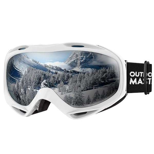 OutdoorMaster OTG Ski Goggles - UV Protection Over Glasses for Men, Women & Youth | Stripe Frame & Grey Lens (VLT 11.7%)