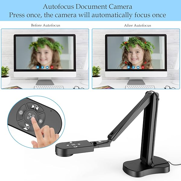 PAKOTOO 8MP USB Document Camera for Teachers and Classroom for A3 A4 Size with Dual Mic, 3-Level LED Light, Up and Down, Left and Right Image - Image 5