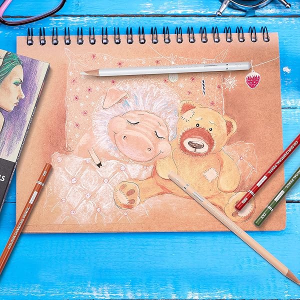 PANDAFLY 12-Color Professional Colored Charcoal Pencils Set for Sketching, Shading & Blending - Perfect for Artists! - Image 10