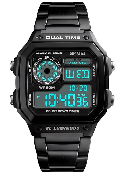 PASOY PASOY Men's Waterproof Digital Watch: Multi-Function, 2 Time Zones, Alarm & Stopwatch - Perfect for Active Lifestyles