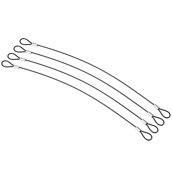 PATIKIL PATIKIL 12 Inch Safety Cable Lock, 4 Pack Stainless Steel 2mm Dia Security Wire Rope with Double Loop for Stage Lighting Luggage Lock Black