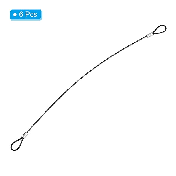 PATIKIL 12 Inch Safety Cable Lock, 6 Pack Stainless Steel 2mm Dia Security Wire Rope with Double Loop for Stage Lighting Luggage Lock Black - Image 3