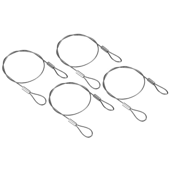 PATIKIL PATIKIL 12 Inch Safety Security Cable Wire, 4 Pack Stainless Steel 30cmx1.2mm Stage Lights Rope with Double Loop for DJ Lighting Luggage Lock