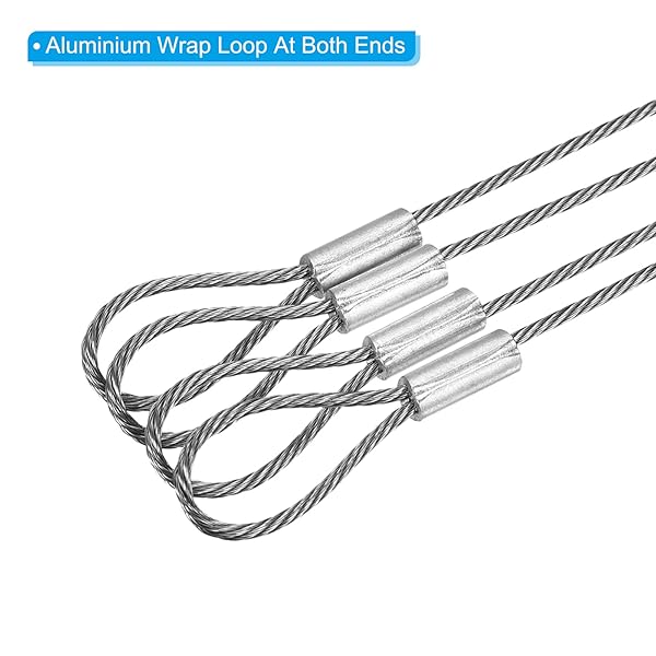 PATIKIL 16 Inch Safety Security Cable Wire, 4 Pack Stainless Steel 40cmx1.2mm Stage Lights Rope with Double Loop for DJ Lighting Luggage Lock - Image 4