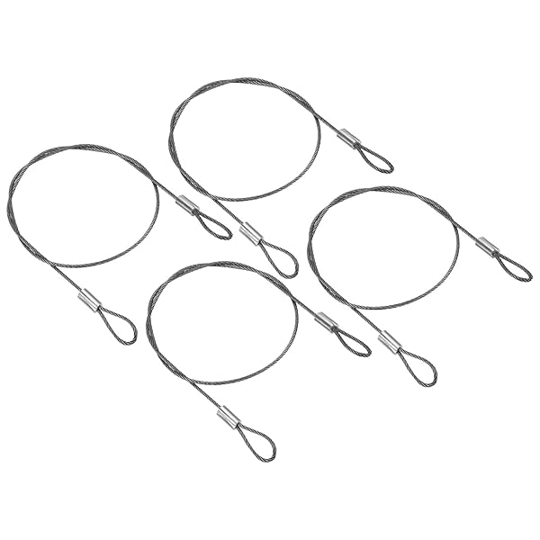 PATIKIL PATIKIL 16 Inch Safety Security Cable Wire, 4 Pack Stainless Steel 40cmx1.5mm Stage Lights Rope with Double Loop for DJ Lighting Luggage Lock