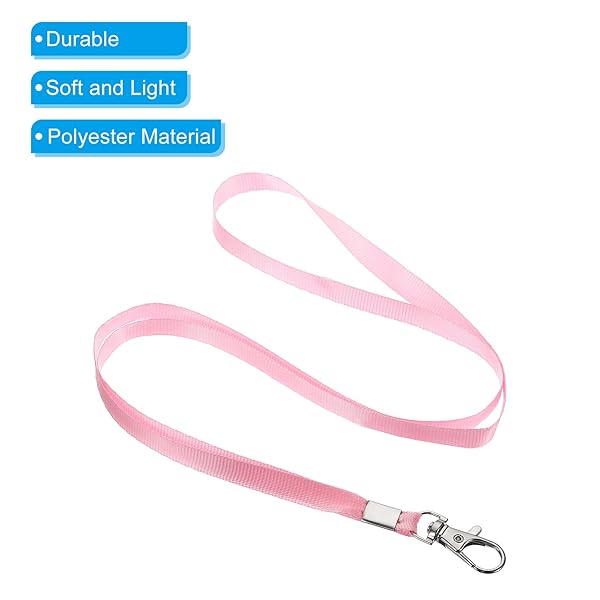 PATIKIL 17" Neck Lanyards, 5 Pack 0.4" Width Flat Strap Lanyard with Swivel Hook Clip for Name Tag Badges Holder ID Card Keys, Pink - Image 4