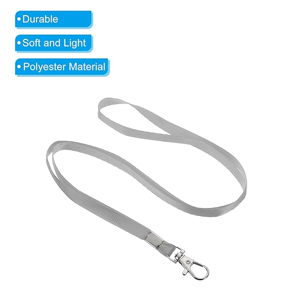 PATIKIL 17" Neck Lanyards, 5 Pack 0.4" Width Flat Strap Lanyard with Swivel Hook Clip for Name Tag Badges Holder ID Card Keys, Grey - Image 4