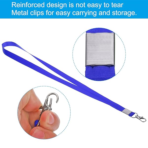 PATIKIL 17" Neck Lanyards, 5 Pack 0.6" Width Flat Strap Lanyard with Swivel Hook Clip for Name Tag Badges Holder ID Card Keys, Blue - Image 3