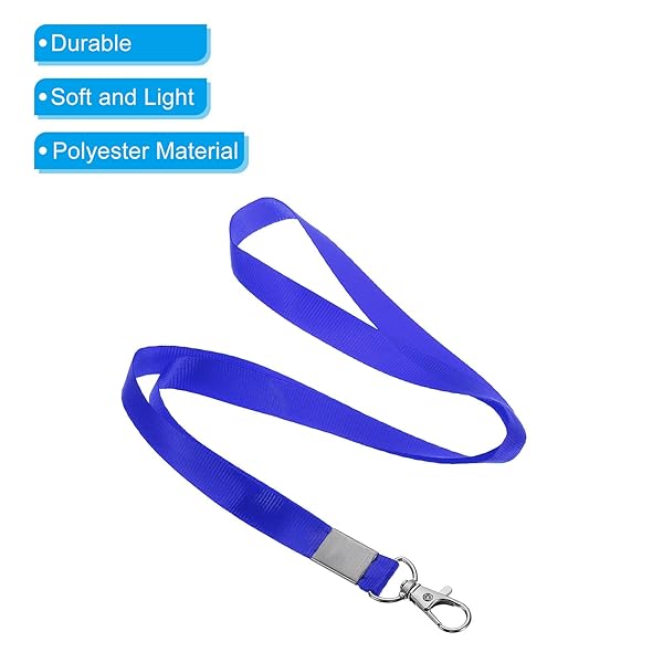PATIKIL 17" Neck Lanyards, 5 Pack 0.6" Width Flat Strap Lanyard with Swivel Hook Clip for Name Tag Badges Holder ID Card Keys, Blue - Image 4