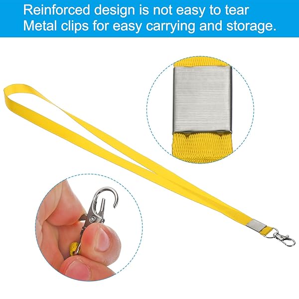 PATIKIL 17" Neck Lanyards, 5 Pack 0.6" Width Flat Strap Lanyard with Swivel Hook Clip for Name Tag Badges Holder ID Card Keys, Yellow - Image 3