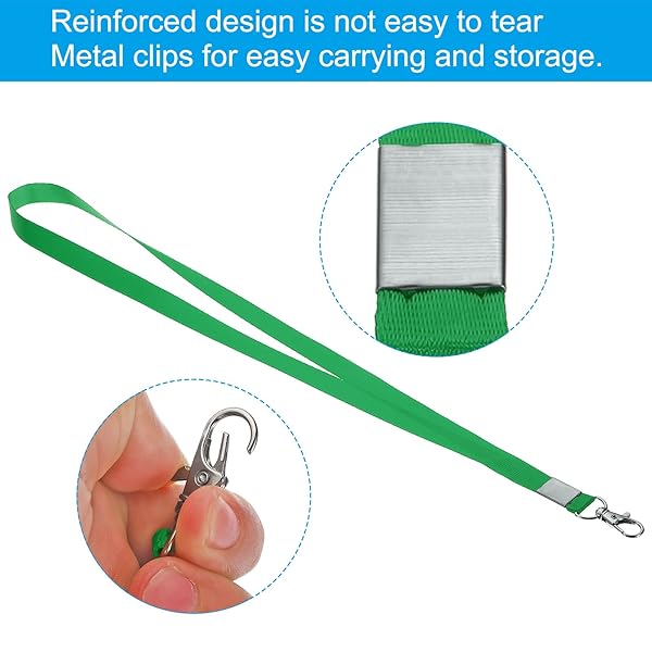 PATIKIL 17" Neck Lanyards, 5 Pack 0.6" Width Flat Strap Lanyard with Swivel Hook Clip for Name Tag Badges Holder ID Card Keys, Green - Image 3