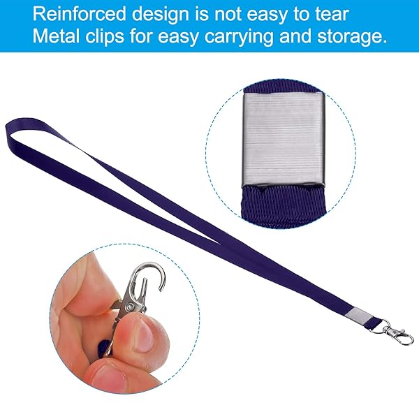 PATIKIL 17" Neck Lanyards, 5 Pack 0.6" Width Flat Strap Lanyard with Swivel Hook Clip for Name Tag Badges Holder ID Card Keys, Navy Blue - Image 3