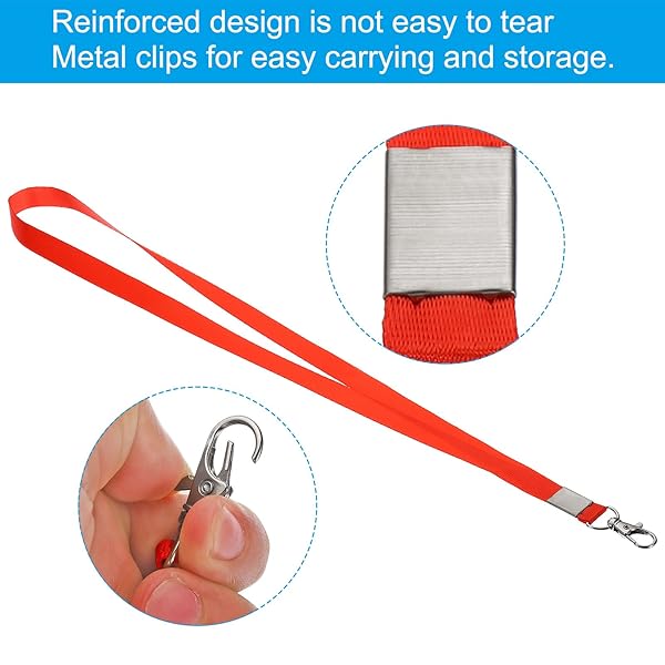 PATIKIL 17" Neck Lanyards, 5 Pack 0.6" Width Flat Strap Lanyard with Swivel Hook Clip for Name Tag Badges Holder ID Card Keys, Red - Image 3