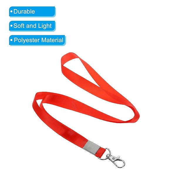 PATIKIL 17" Neck Lanyards, 5 Pack 0.6" Width Flat Strap Lanyard with Swivel Hook Clip for Name Tag Badges Holder ID Card Keys, Red - Image 4