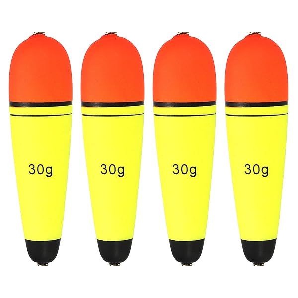 PATIKIL PATIKIL 1oz Fishing Slip Bobbers, 4 Pack EVA Fishing Float for Sea Fishing Freshwater, Yellow