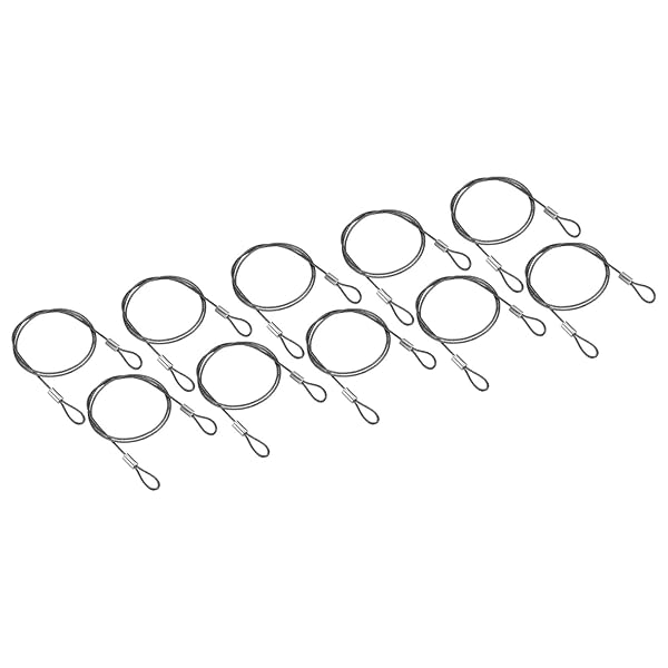 PATIKIL PATIKIL 20 Inch Safety Security Cable Wire, 10 Pack Stainless Steel 50cmx1.5mm Stage Lights Rope with Double Loop for DJ Lighting Luggage Lock