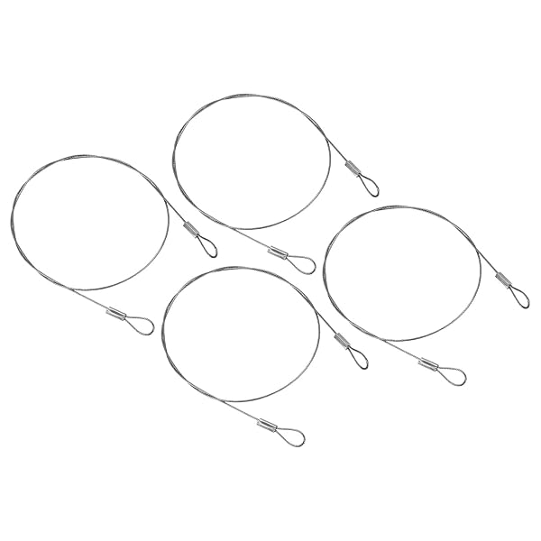 PATIKIL 20 Inch Safety Security Cable Wire, 4 Pack Stainless Steel 50cmx1mm Stage Lights Rope with Double Loop for DJ Lighting Luggage Lock - Image 2