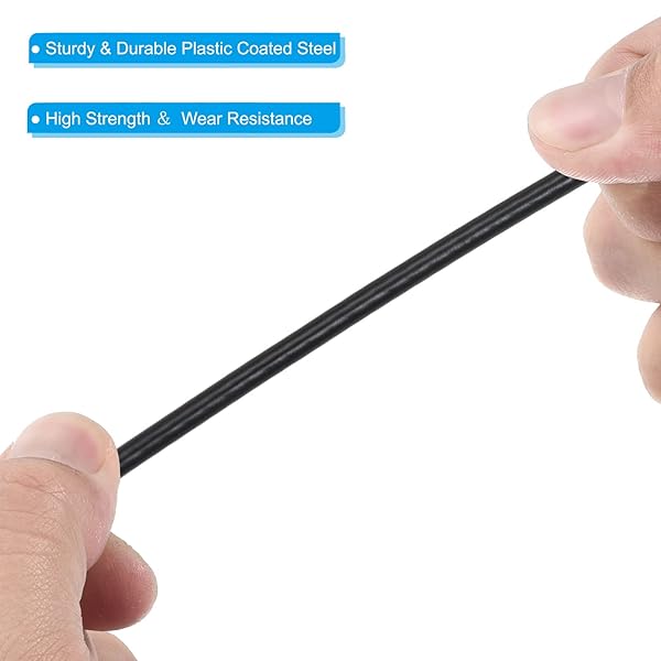 PATIKIL 2Ft Safety Cable Lock, 10 Pack Stainless Steel 2mm Dia Security Wire Rope with Double Loop for Stage Lighting Luggage Lock Black - Image 4