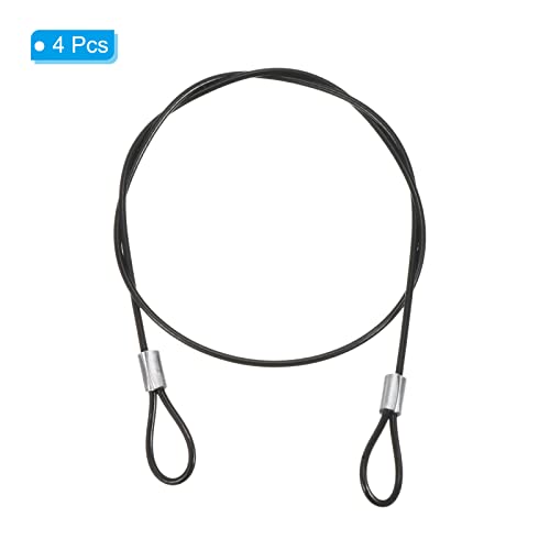 PATIKIL 2Ft Safety Cable Lock, 4 Pack Stainless Steel Security Wire Rope for Stage Lighting Luggage Lock Black - Image 3