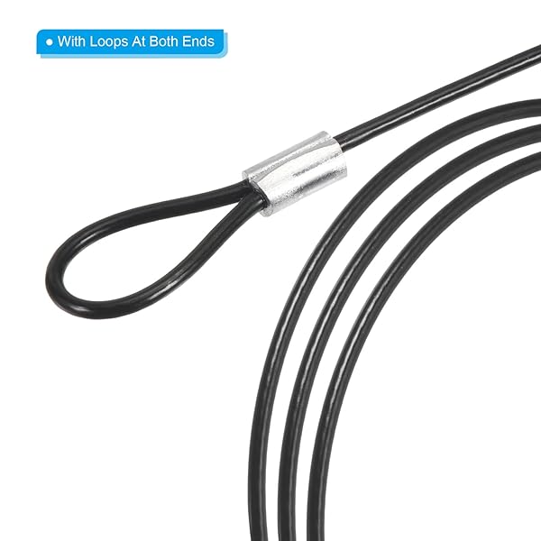 PATIKIL 3.3Ft Safety Cable Lock, 2 Pack Stainless Steel 2mm Dia Security Wire Rope with Double Loop for Stage Lighting Luggage Lock Black - Image 5